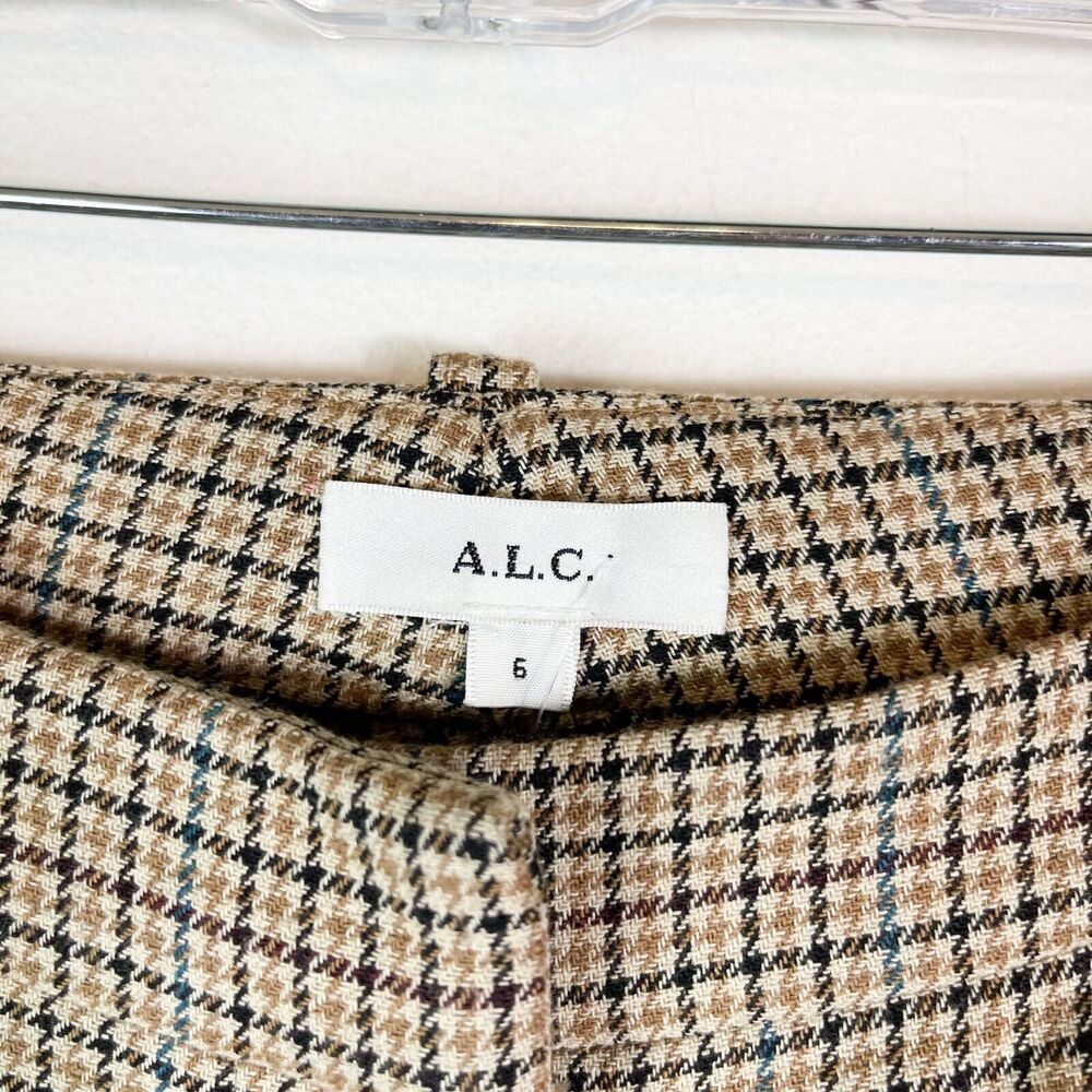 A.L.C. NWT Women's Split Leg Edwin Dress Pants Brown Plaid Size 6 - Picture 4 of 7
